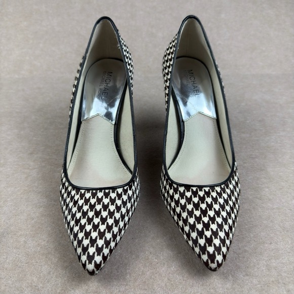 Michael Kors Shoes - Michael‎ Kors Heels Womens 9M Black White Houndstooth Dorothy MK-Flex Mid Pump